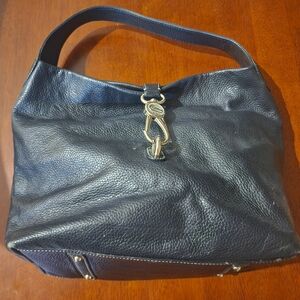 Dooney & Bourke Pebble Grain Logo Lock Shoulder Bag Black Inside Pink